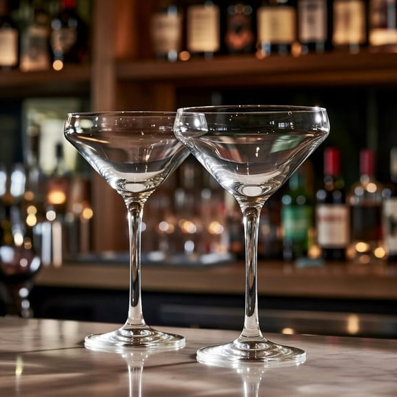 Set of 2 Coupe Cocktail Glasses, Clear Stemmed Martini Glasses 10 oz, Wide Elegant Bowl for Manhattans, Espresso Martinis, Champagne Cocktails