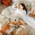 thumbnail image 4 of jejeloiu Jungle Animal Fox 7-Piece Bedding Comforter Set,Rustic Dandelion King Bedding Sets For Girls Kids Reversible, 4 of 8