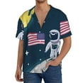thumbnail image 1 of Fotbe Astronaut With USA Flag Camisa Estampada de Manga Corta para Hombre, Casual de Verano, Estilo Playero, Sin Arrugas-3X-Large, 1 of 5