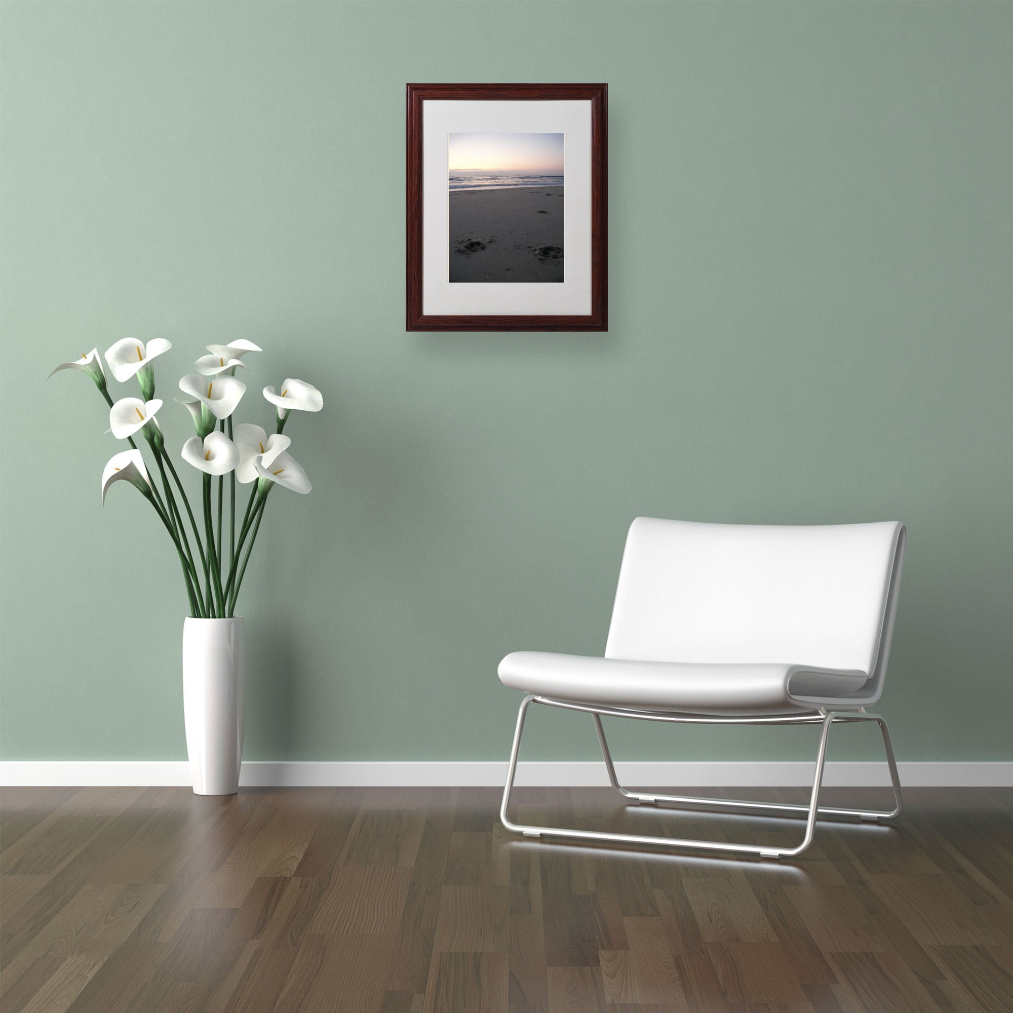 Trademark Fine Art "Unforgotten Steps" Canvas Art by Monica Fleet, White Matte, Wood Frame