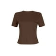 thumbnail image 4 of ZAXARRA Women's Short Sleeve Crewneck Ribbed Knit Tops Summer Casual Slim Fit Basic Tee Shirts, 4 of 7