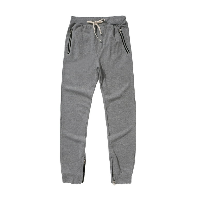 YUHAOTIN Joggers for Men with Pockets Men's Spring Solid Color Casual  Zip-up Ninth Trousers Tether Sweatpants,Grey
