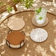 thumbnail image 2 of 4 Pack Round Cotton Yarn Woven Placemats, Linen Heat Resistant Table Trivets, Insulating Dish Coaster Set, Matching Storage Rack Included For Kitchen Dining Table Decor, 2 of 7