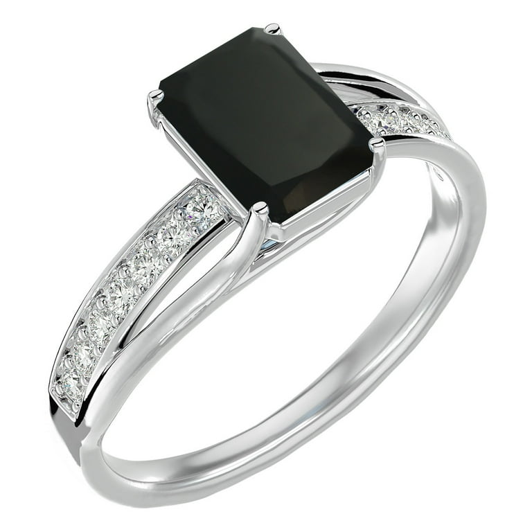 SuperJeweler 1 3/4 Carat Emerald Shape Black Onyx and