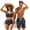 Blue Pink Shark, variant on Moon Stars Sexy Tie Knot Bikini Sets for Women Two Piece Bathing Suit,Mens Board Shorts with Pockets,Astronomy Couples Matching Swimsuits for Holiday Party