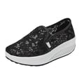 thumbnail image 2 of XUNKUSGA Shoes for Women Fashion Sequin Mesh Slip On Womens Wedge Shoes Comfortable Breathable Non-Slip Walking Shoes Women For Spring and Summer,Black,6.5, 2 of 9