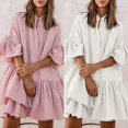 thumbnail image 2 of chiffon loose solid color high-end dress white L, 2 of 6