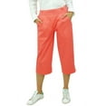 thumbnail image 4 of Bimba Women's Casual Solid Culotte Capri Pants Cotton Spandex With Back Elastic & Pockets Peach - Small, 4 of 8