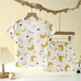 thumbnail image 2 of Odeerbi Toddler Boys Girls 2 Piece Pajamas Set Kids Cartoon Printed Short Sleeve Cotton Sleepwear Yellow, 2 of 3