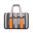 thumbnail image 1 of Spacious Foldable Pet Travel Carrier for Cats & Small Dogs - Grey-Orange M Size, 360° Breathable Mesh, Lightweight Portable Design with Versatile Carrying Options, Safe & Easy-to-Clean Pet Handbag, 1 of 6