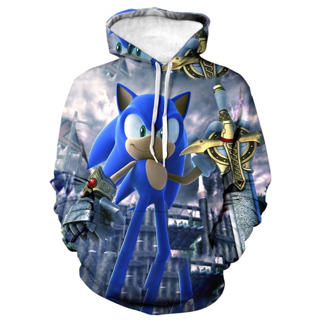 Sudadera con capucha de moda con estampado de dibujos animados de Sonic para parejas, estilo europeo y americano, talla grande, estilo deportivo, para piernas