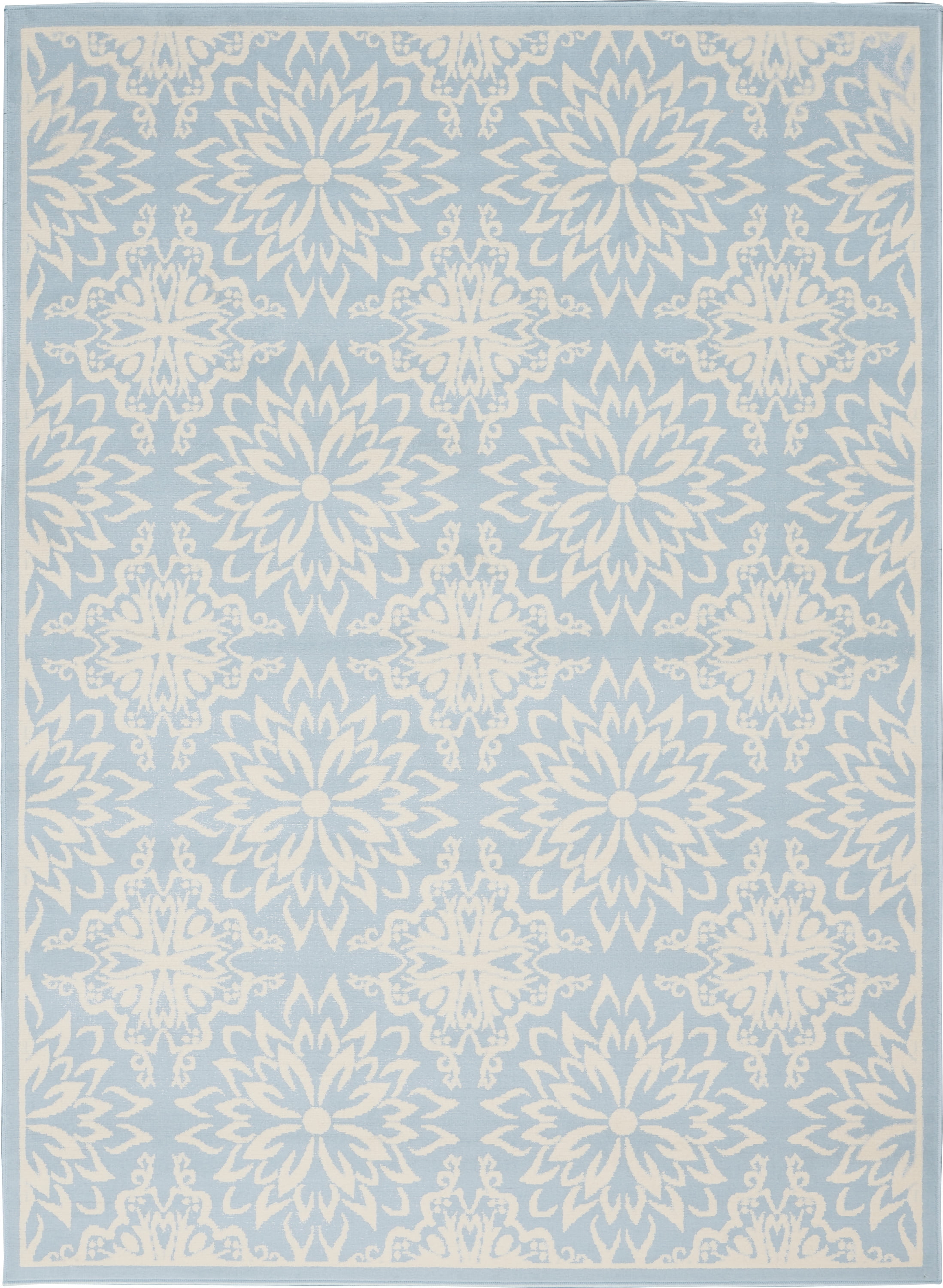 Nourison Bliss Modern Floral Ivory/Light Blue 6' x 9' Area Rug, (6' x 9')