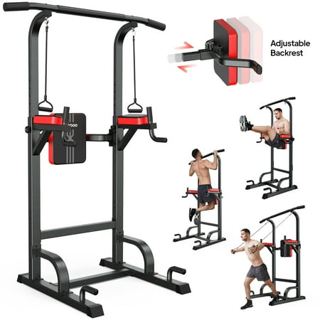 LNOW Body Champ Multifunction Power Tower Dip Station Pull up Bar Power Rack for Home Gym Strength Training Workout Equipment Max Weight 480lbs