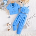 thumbnail image 2 of Kogui Girl Outfits Girls Clothes Ruched Drawstring Short Sleeve Knit Top and Camo Print Pants 2 Piece Girls Outfits Size 7 (Blue,7 Years), 2 of 6
