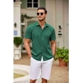thumbnail image 3 of COOFANDY Men's Short Sleeve Shirt Summer Beach Tops Linen Cuban Guayabera Shirts, 3 of 6