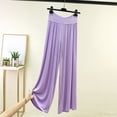 thumbnail image 2 of Womens Plus Size Wide Leg Palazzo Pants Drawstring Elastic Waist Pleated Flowy Trousers Fashion Vacation Workout Pants Purple, 2 of 5