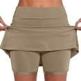 thumbnail image 2 of CFLVAEK Workout Skirts for Women Plus Size High Waisted Skorts Shorts Solid Color Tennis Skirts Solid Color Leggings Shorts Brown XXXL, 2 of 6
