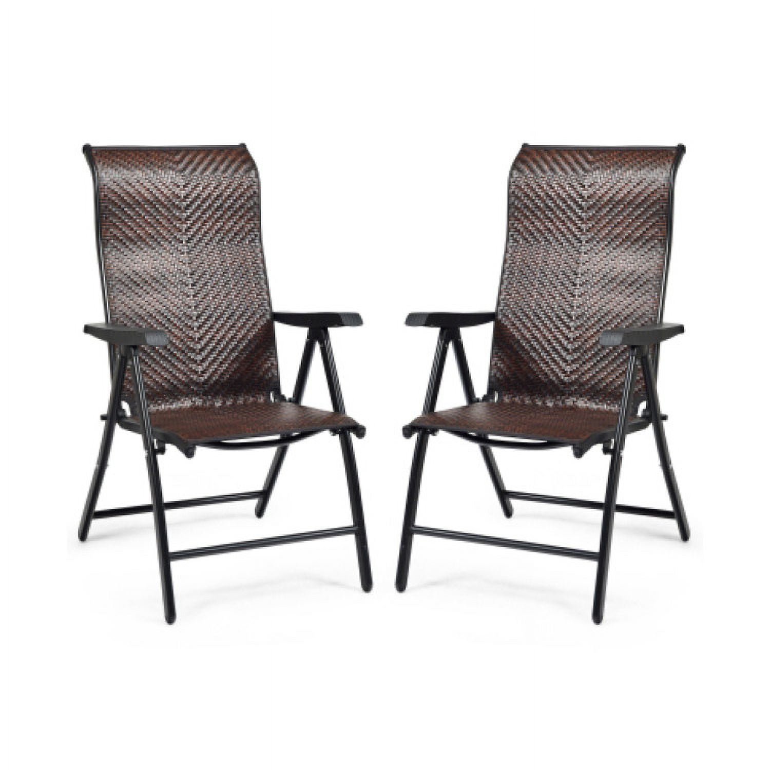Aimee Lii 2 Pieces Patio Rattan Folding Reclining Chair, Outdoor Deck Furniture
