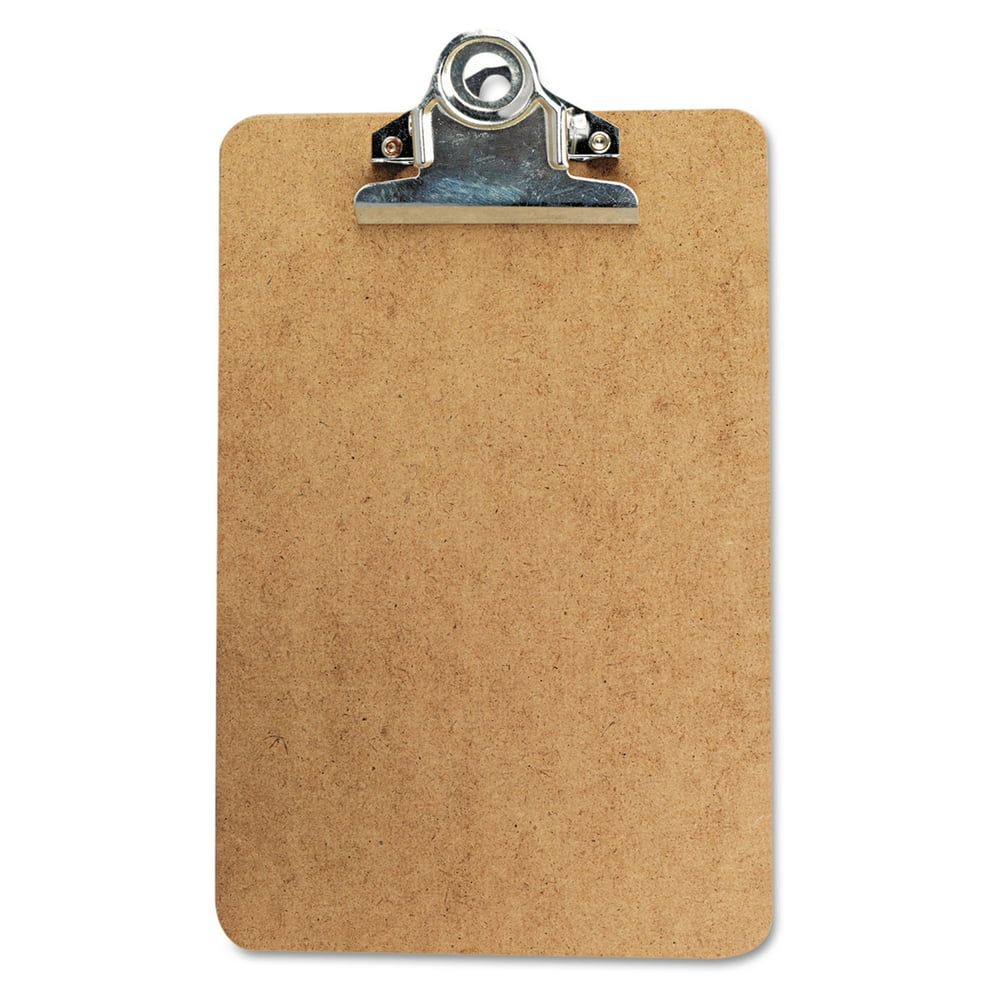 Universal Hardboard Clipboard, 3/4" Capacity, Holds 5w X 8h, Brown