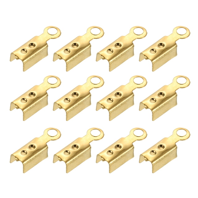 200 Pcs Fold Over Cord Ends, 10.2x2.5mm Ribbon Crimp Ends Cap, Clasp Tips for Leather Craft Making Diy (Light Gold)