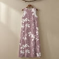 thumbnail image 5 of Xoenoiee Purple Flower Leaf Print Cotton Linen Maxi Dress for Women Summer Sleeveless Crewneck Casual Loose Beach Vacation Sundress with Pockets, Boho Resort Wear 2026, 2XL, 5 of 7
