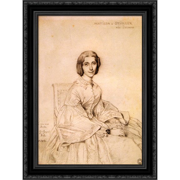 Madame Franz Adolf von Stuerler, born Matilda Jarman 19x24 Black Ornate Wood Framed Canvas Art by Ingres, Jean Auguste Dominique