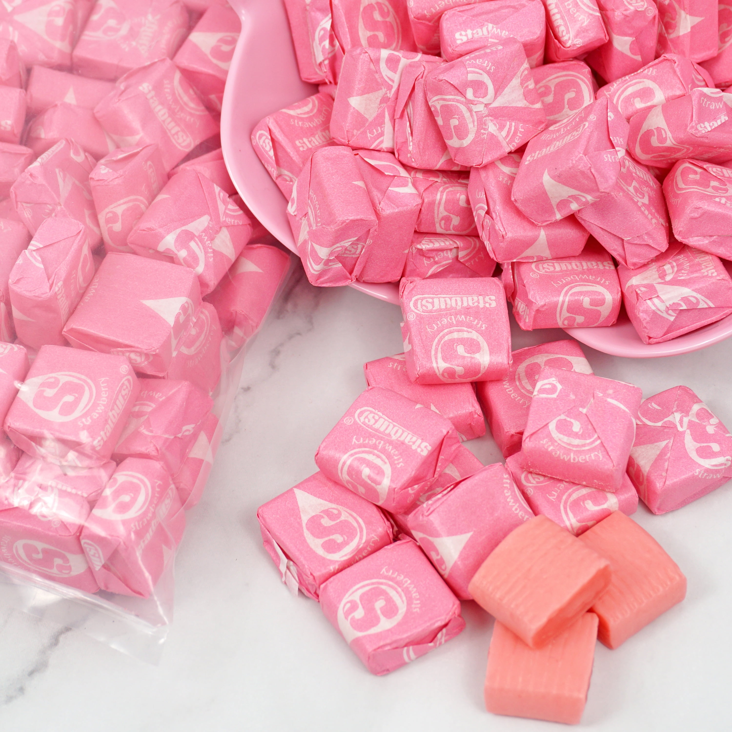 All Pink Starburst Fruit Chews Candy, 2lb Bulk Bag (Approx. 180 Pieces), Candy, Pink Candy