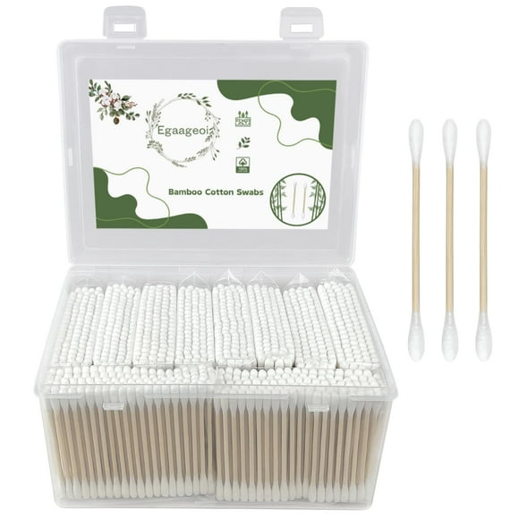 Bastoncillos de algodón de bambú Egaageoi, 1000 unidades, biodegradables