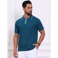 thumbnail image 4 of DARING DIVA Men's Knitted Ribbed Hem Short Sleeve Textured Golf Shirts M Royal Blue, 4 of 7
