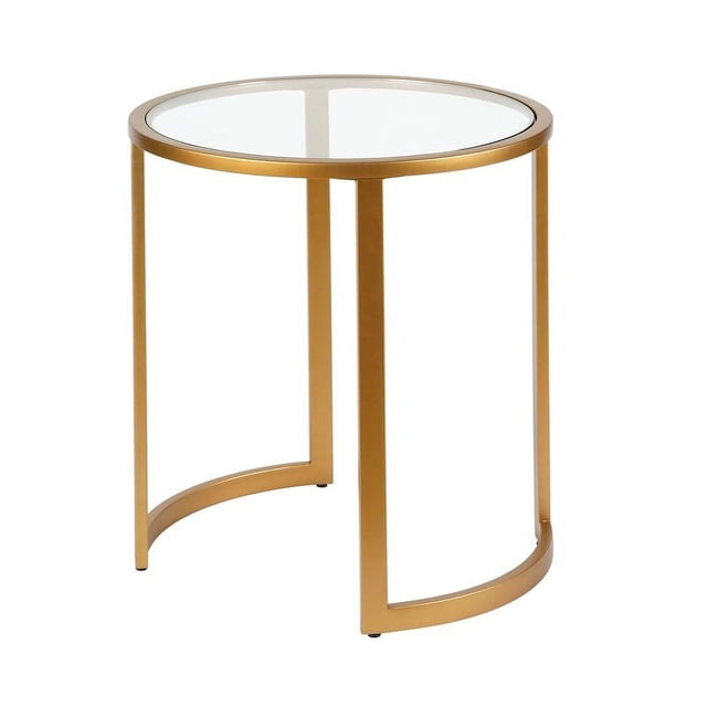 Henn&Hart 20" Brass Metal/Glass Side Table