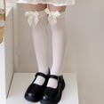 thumbnail image 5 of 2. Soft Baby Girls Knee Socks with Bowknot Detail, Stylish Stockings for 3-13 Years, 5 of 9