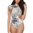 thumbnail image 2 of Picia Tropical Leaves Womens One Piece Swimsuits Modest Tummy Control Bathing Suits Lace Up Slimming Swim Suit-Small, 2 of 9