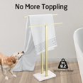 thumbnail image 2 of Standing Towel Rack with Marble Base 2-Tier Towel Stand for Bathroom Floor Upgrade Steady Design T-Shaped Towel Drying Rack Gold SUS304 Stainl Steel Brushed Gold Finish BTH217-BZ, 2 of 10