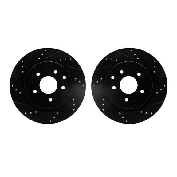Dynamic Friction Company Rear Brake Rotors-Drilled and Slotted-Black 8002-67078