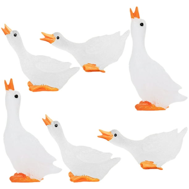 6 mini cisnes de resina en miniatura, figuras luminosas de ganso, macetas, adornos de bonsái
