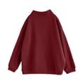 thumbnail image 5 of Hoodies for Women Cropped Winter Soft Funnel Neck Long Sleeve Bell Cold Shoulder Zipperless Plain Leisure Cotton Pullovers Tops(Red,L), 5 of 5