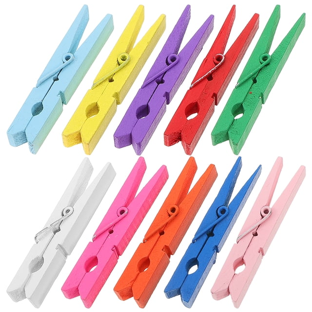 MasteelfCA 50pcs Wooden Clips Candy Color Photo Clips Snacks Clip for Home School Office(Mixed Colr)