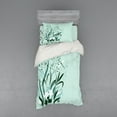 thumbnail image 1 of Ambesonne Floral Bedding Set 3 Pcs, Dragonflies Wild Grass, Twin, Pale Green, 1 of 3
