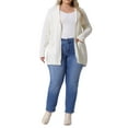 thumbnail image 2 of GRACE & GRANDEUR Women's Plus Size Open Front Long Sleeves Sweater Mid Length Cardigan 4X White, 2 of 6