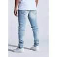thumbnail image 3 of Crysp Denim Men's Bart Moto Distressed Rips Skinny Fit Stretch Denim Jeans (38, Light Blue), 3 of 6