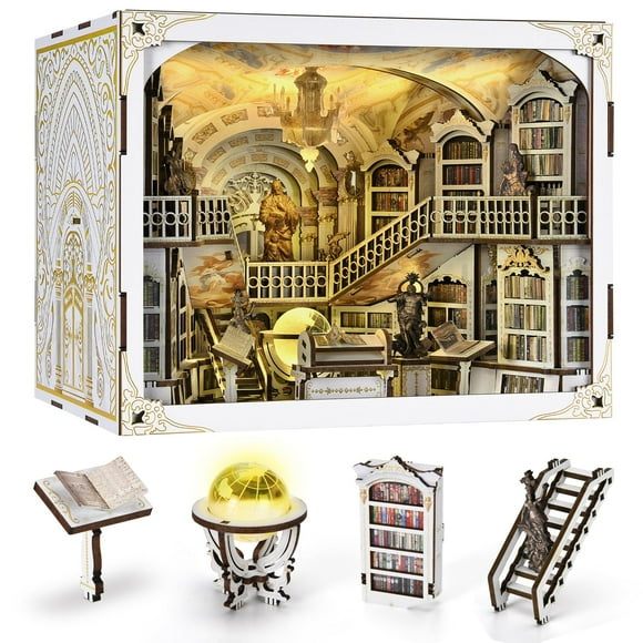 Kit de casa en miniatura para bricolaje, CCCDF, Book Nook Library of Gods Max