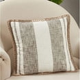 thumbnail image 3 of Fennco Styles Striped Whipstitch Cotton Jute Decorative Throw Pillow 18" W x 18" L - Grey Woven Cushion for Home, Couch, Office, Bedroom and Living Room Décor, 3 of 3