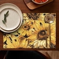 thumbnail image 5 of Yellow Sunflower Art Pattern Summer Placemats Table Placemats Set Of 4-Linen Kitchen Washable Placemats Table Mats 11.8"x17.7" Non-Slip Heat Resistant, 5 of 6