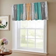 thumbnail image 6 of 2 Pack Coastal Style Valance for Window Vintage Green Brown Stripe Wood Grain Kitchen Valance Rod Pocket Short Curtain Topper Decorative Window Treatment for Living Room Bedroom 42"x18", 6 of 8