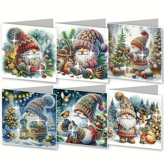 Christmas DIY Diamond Greeting Cards Set, DIY Diamond Art Painting Christmas Style Greeting Card, DIY Christmas Card Making Kits for Family Friends Handmade Gift