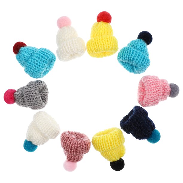 10 unids Decorativo Punto Sombreros Mini Lana Sombreros DIY Craft Sombrero Adornos DIY Mini Sombrero de tejer (color mixto)