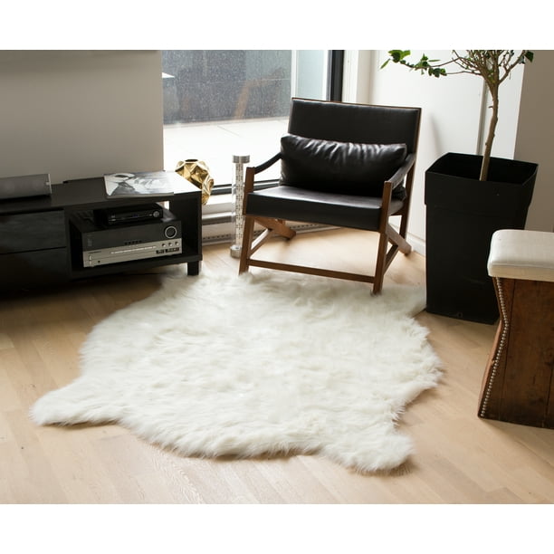 Luxe Faux Fur Homeroots Hide Rug 4, Off White Faux Fur Area Rug
