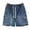 Dark blue, variant on Mens Baggy Denim Cargo Shorts Relaxed Fit Drawstring Elastic Waist Straight Leg Flap Pocket Jean Shorts for Casual Daily Outdoor Wear Black S