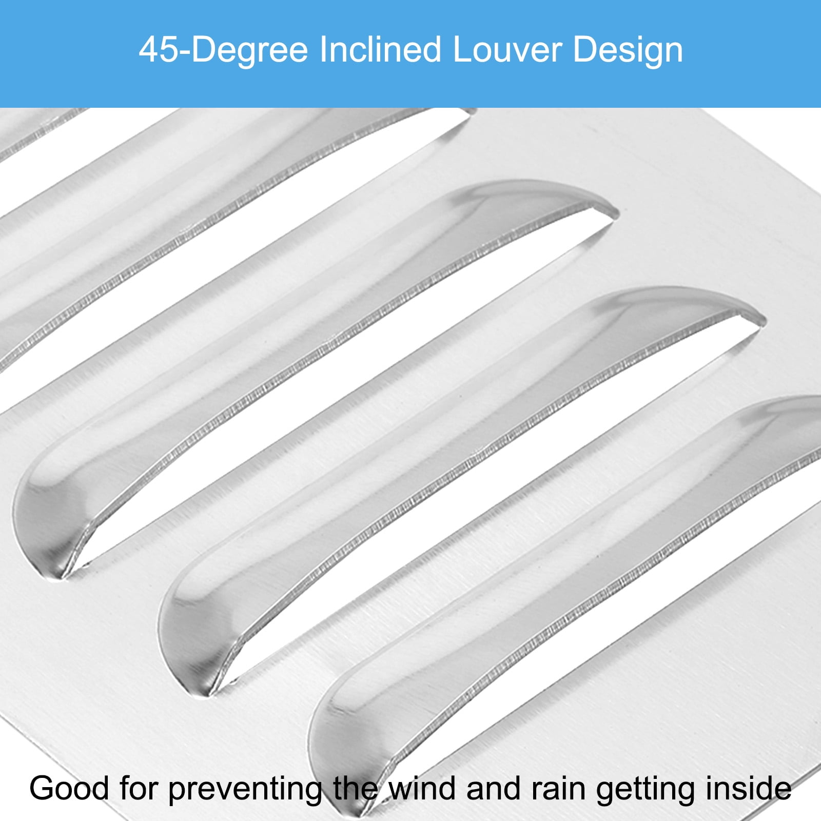 Uxcell 4 x 20 Inch Aluminum Vent Cover, Air Grille Ventilation Cover HVAC Louvered Grill, Silver Tone