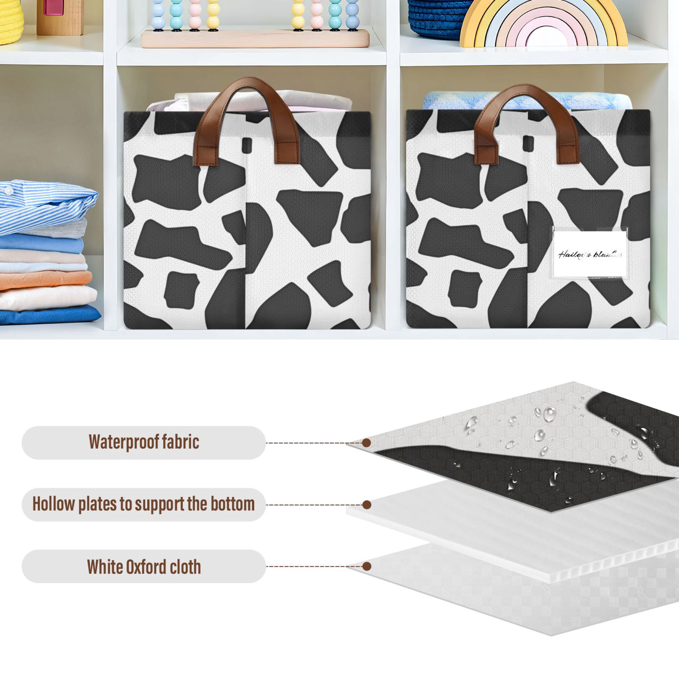 Ryvnso Black Graffiti Storage Bins Large Basket Foldable Cube Toys Organizer with Handles 2 PCs